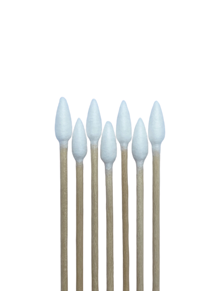 Pointed cosmetic cotton swabs with wooden shafts