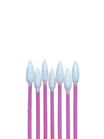 Pointed cosmetic cotton swabs with colored plastic shafts