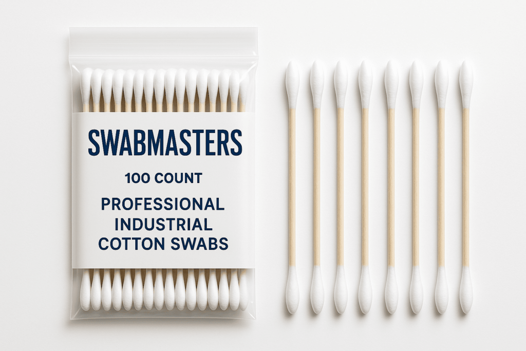 SWABMASTERS Professional Industrial Cotton Swabs - 100 Count Package