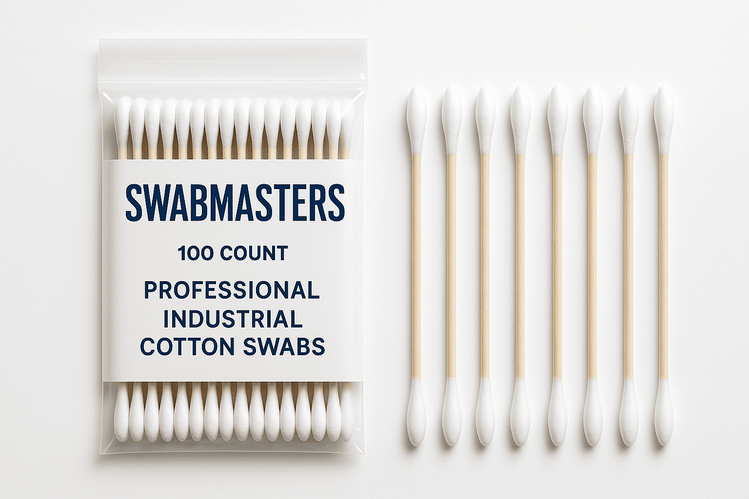 SWABMASTERS Professional Industrial Cotton Swabs - 100 Count Package