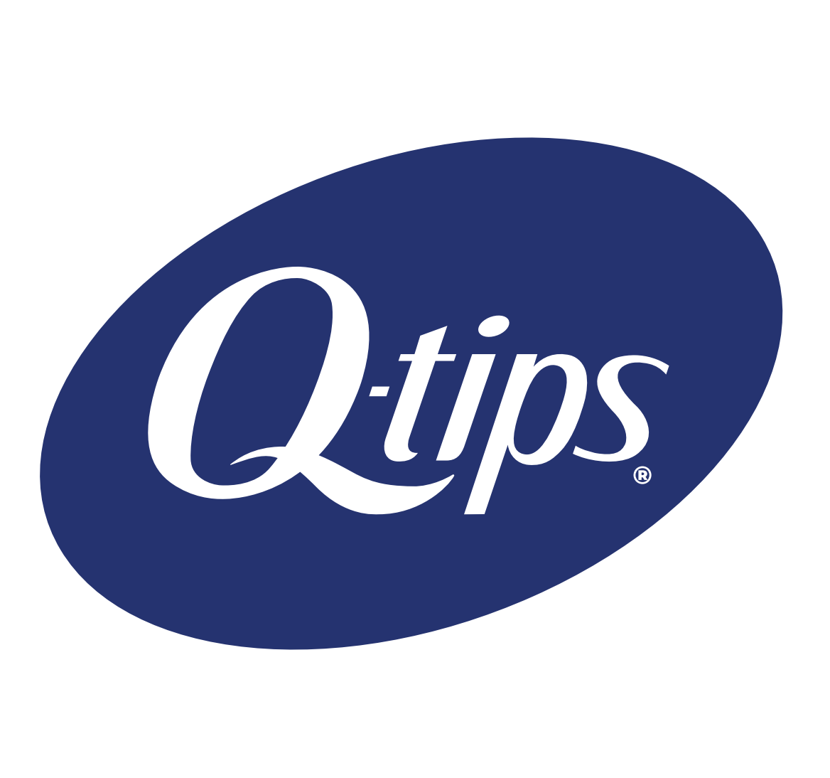 The iconic Q-tips brand logo that has become synonymous with cotton swabs worldwide
